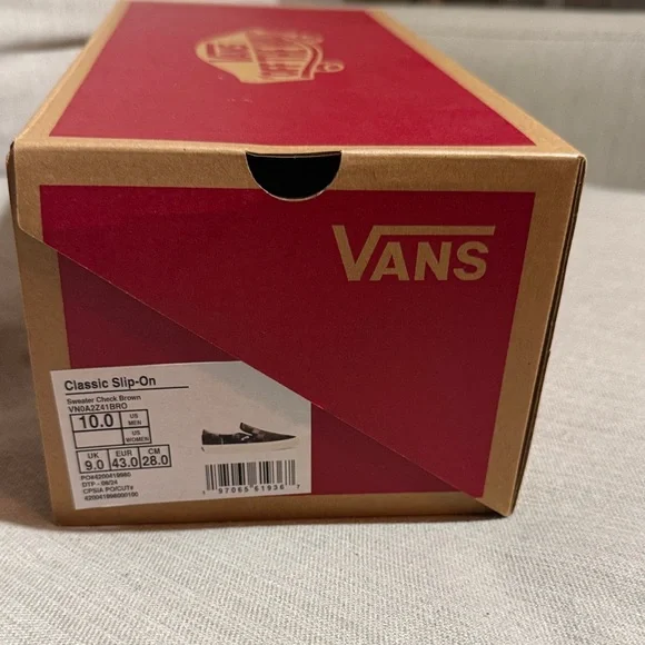 Vans Men's Checkered Slip-On Sneakers - Brown and Black - Picture 6 of 6